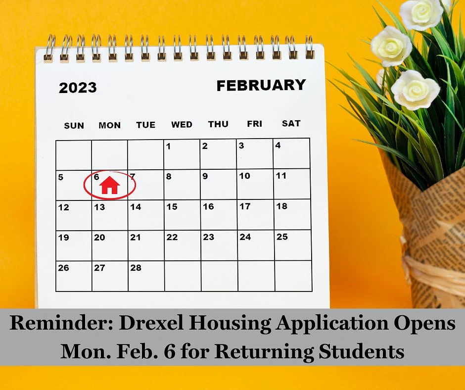 Calendar image of February 2023 with a red house icon on Feb 6