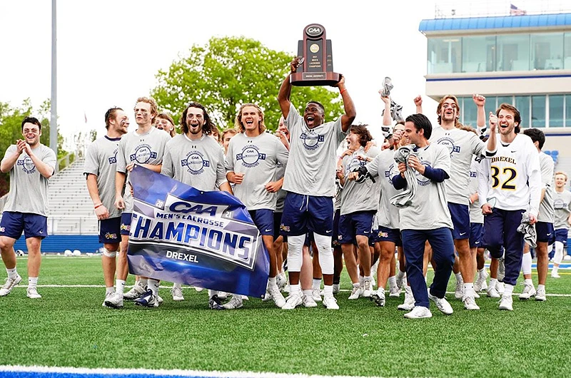 Men's lacrosse team winning the CAA Championship