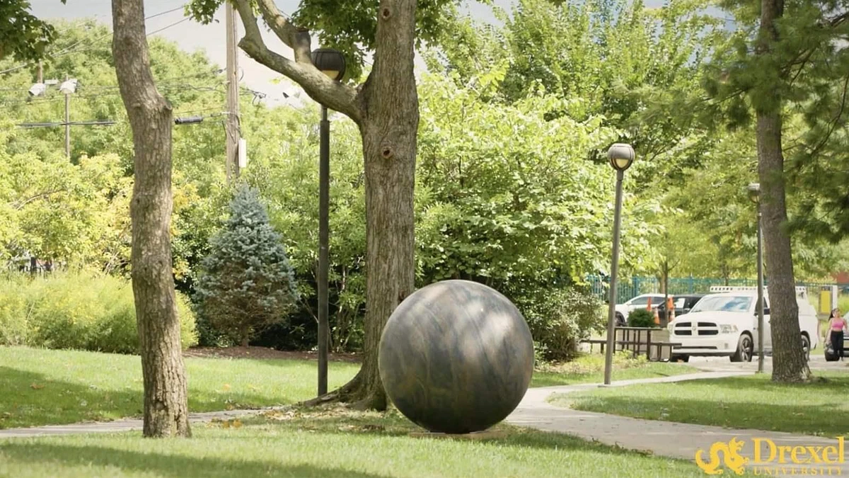 Ball sculpture on Lancaster Walk